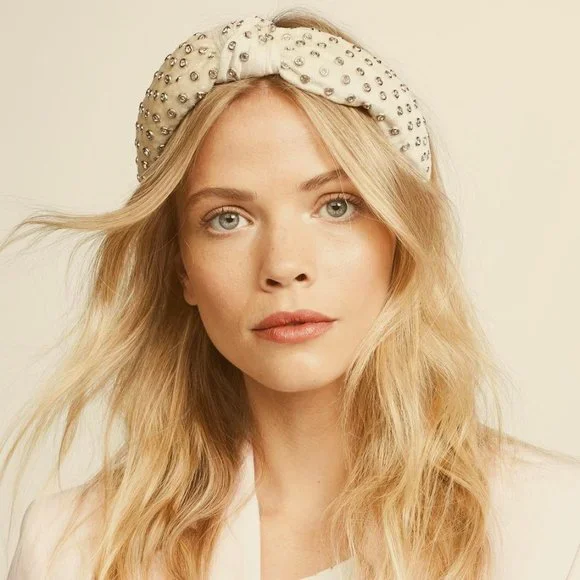 Lele Sadoughi Tan Headband with Gold Embellishments LELE SADOUGHI DESERT TAN PEARL KNOT HEADBAND Brand new | eBay main image 2